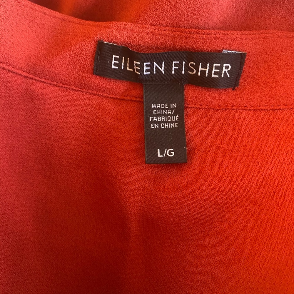 Eileen Fisher Silk Split Neck Blouse - Picture 9 of 10